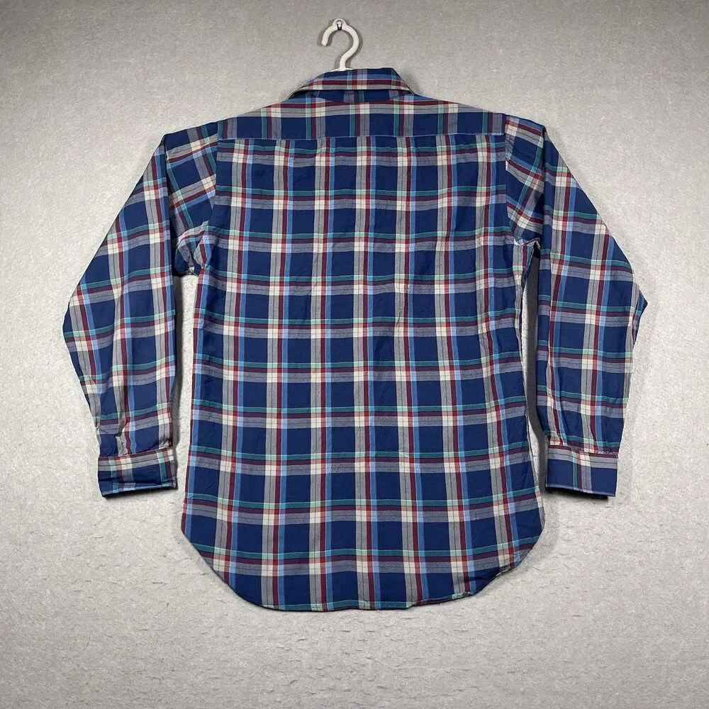 VTG Pendleton Flannel Shirt Men Medium Blue Wool Plaid Sir Pendleton Made in USA - Picture 4 of 6